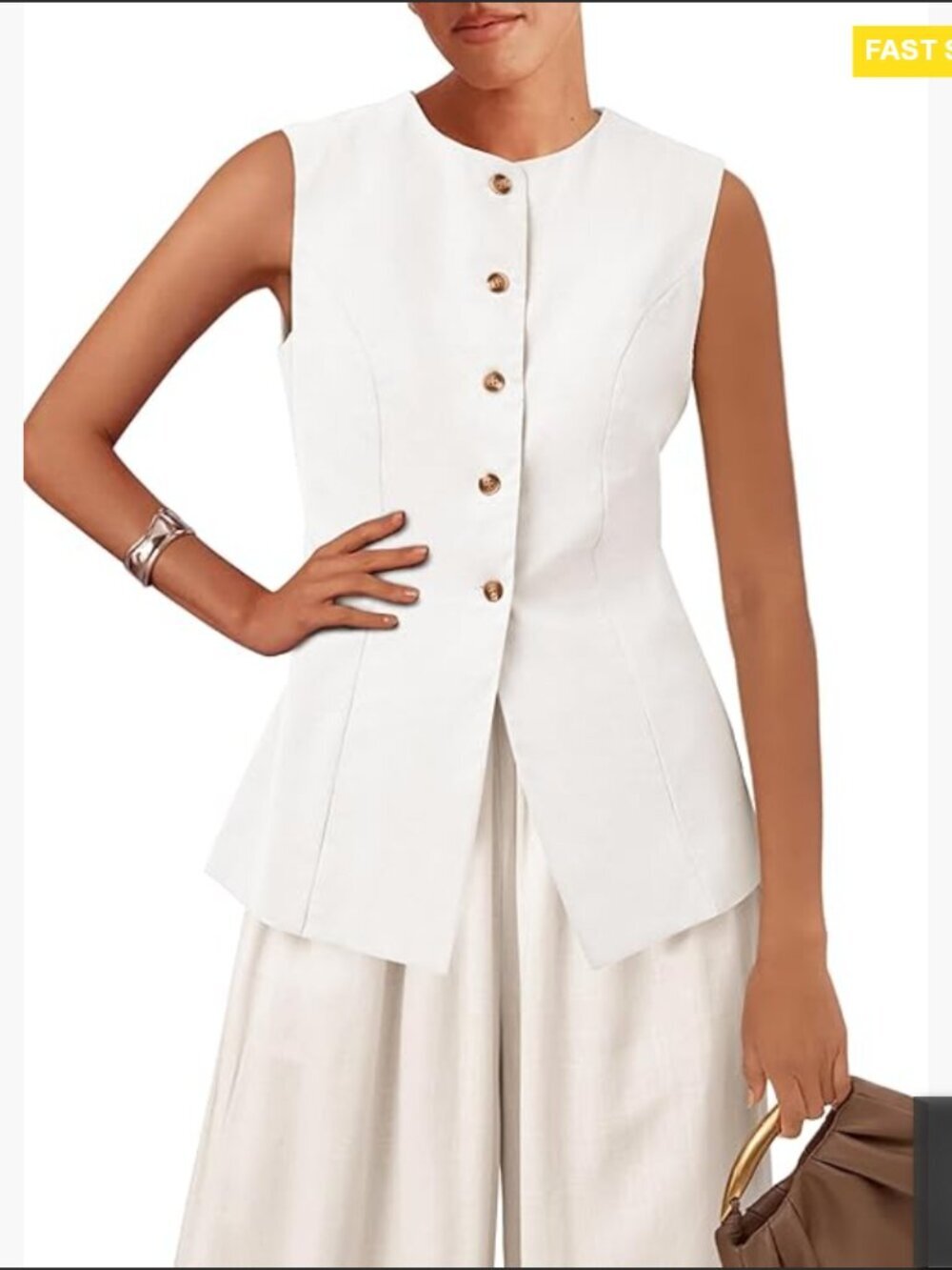 Sleeveless Blazer Vest Women's Fitted Waistcoat Business Casual Chic Work Suit